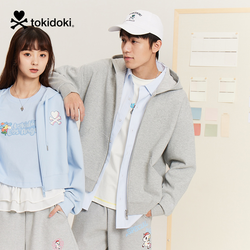 tokidoki潮牌2025春季新款空气层廓形拉链卫衣男女同款情侣外套