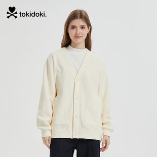 tokidoki淘奇多奇爱心logo加绒针织开衫2024新款秋冬男女同款情侣