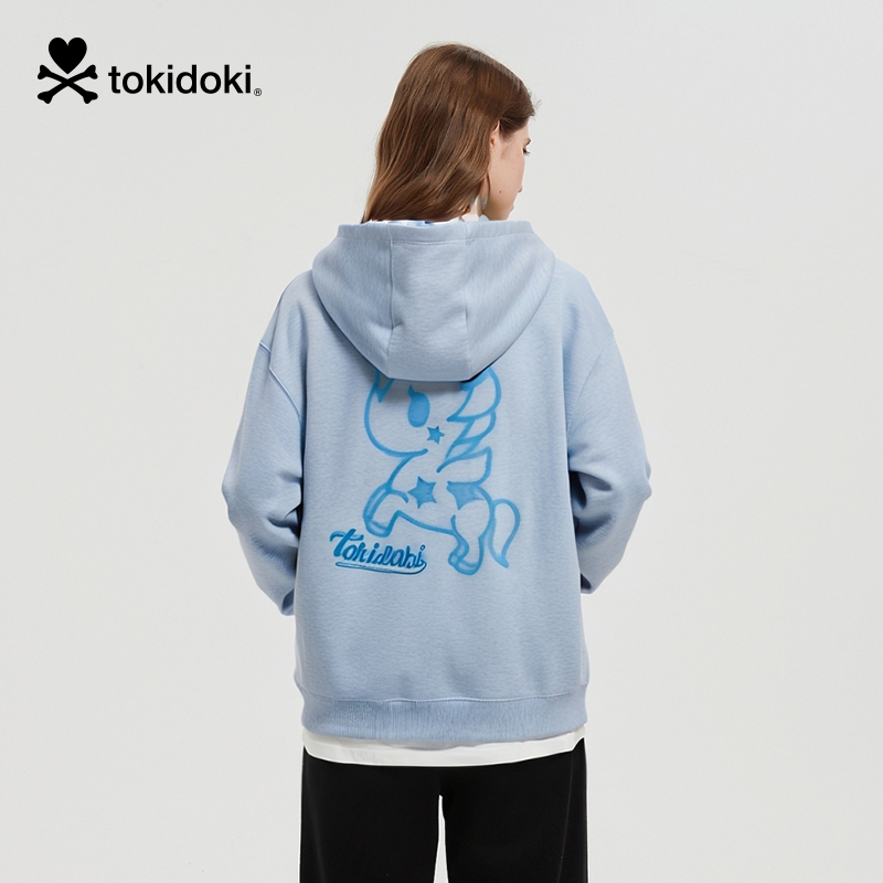 tokidoki2025秋季新款模糊印花带帽卫衣男女同款情侣上衣