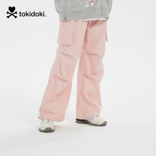 宽松口袋直筒长裤 街头潮流休闲裤 男女 显瘦伞兵工装 tokidoki新款