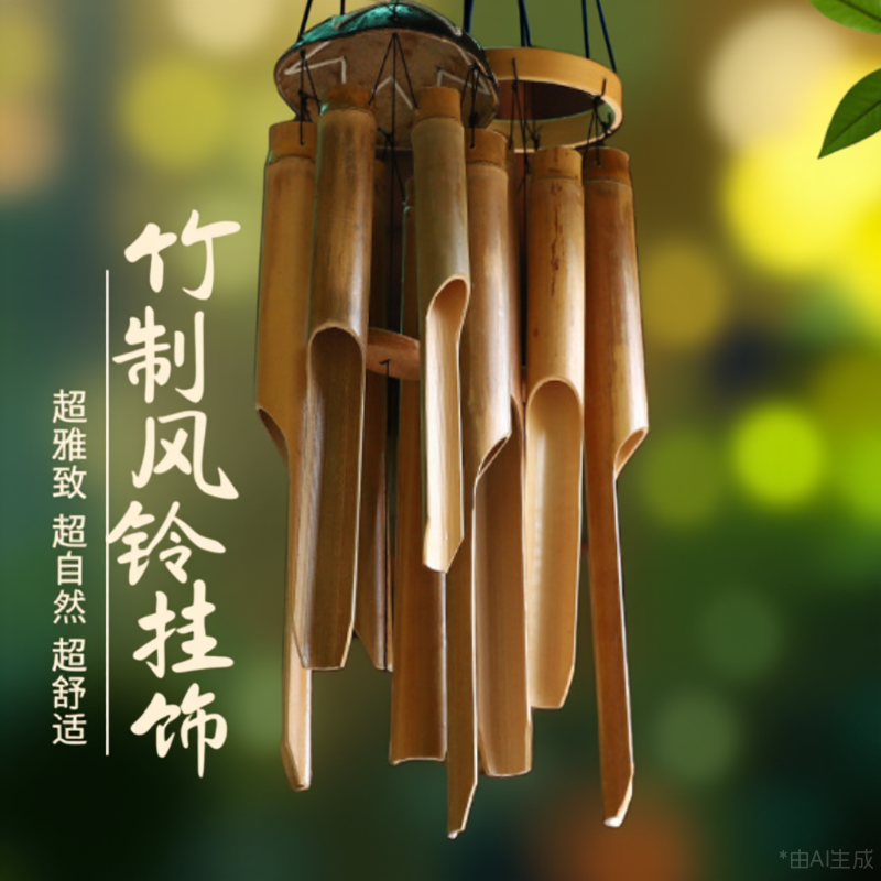 竹制风铃挂饰中式日式户外吊饰