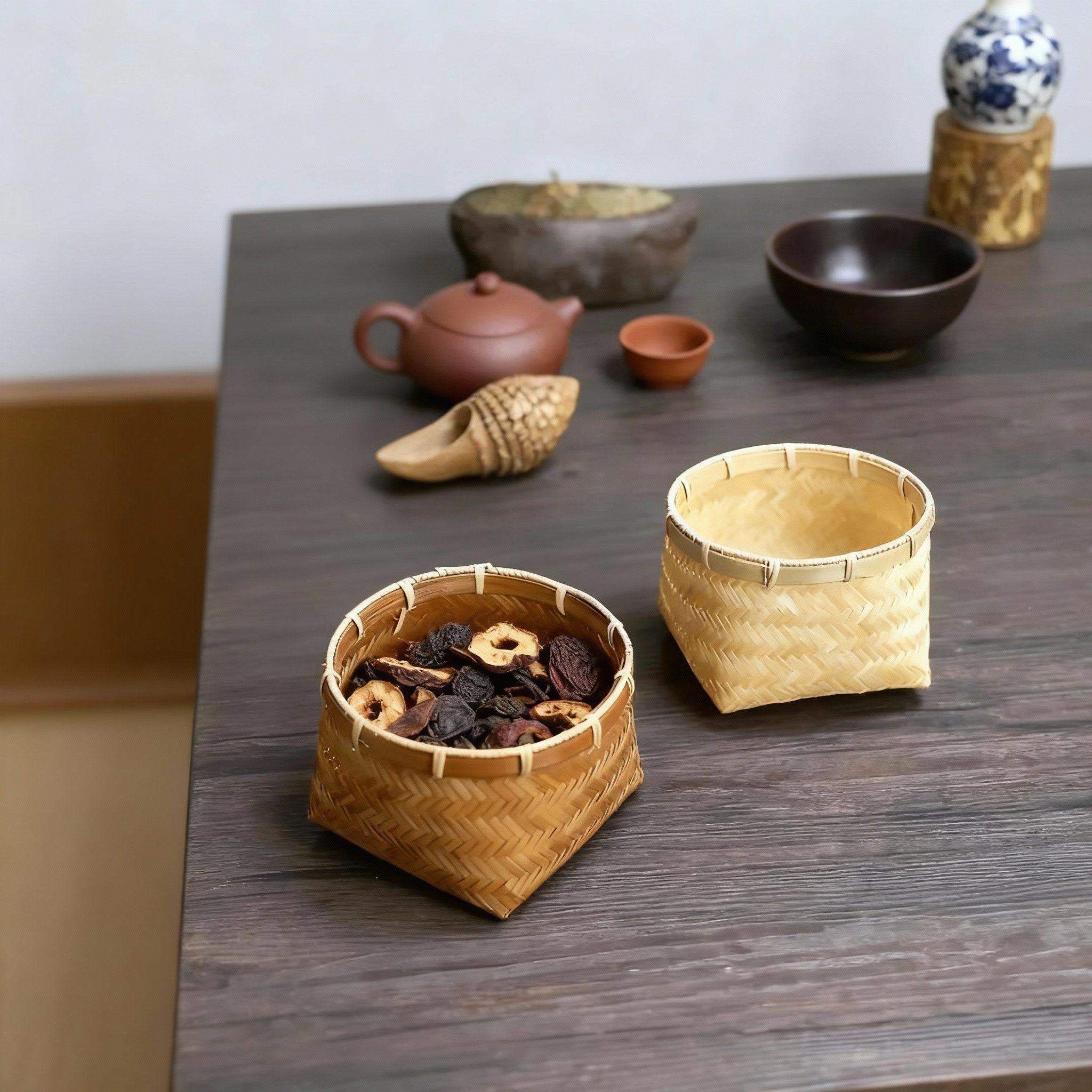 水果盘糖果竹茶点篮编织小号筐复古圆形竹盒零食干果餐厅茶楼装饰,家居饰品,果盘/果篓,淘宝优惠券,粉丝福利购,淘宝优惠卷