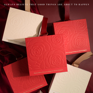 高级伴手礼盒空盒红色礼物盒首饰口红包装盒新婚手提礼品盒情人节