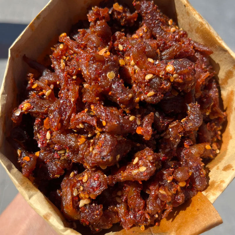 美味可口牛肉筋劲道速食网红牛背筋速食牛肉干弹牙奶香下酒菜