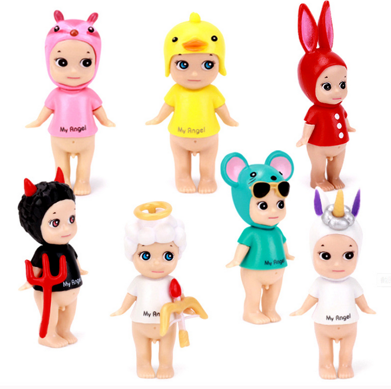 天使与恶魔蛋糕装饰卡通独角兽宝宝情侣蛋糕摆件袋装娃娃亲嘴娃娃