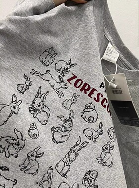 奥特莱斯~品牌折扣外贸专柜撤回ins超火新款纯棉男女印花短袖t恤