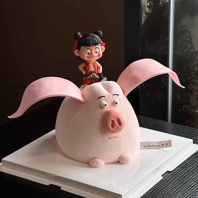 哪吒敖丙蛋糕装饰摆件魔丸三太子儿童生日蛋糕造型立体烘焙插件