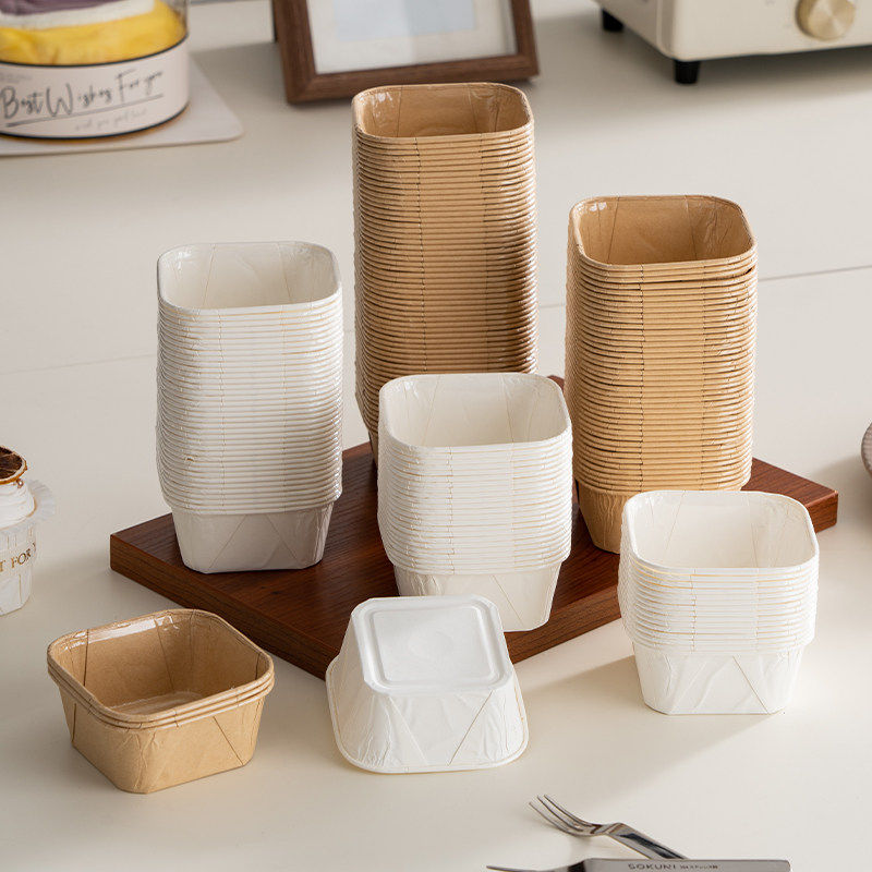 方形纸杯蛋糕盒子一次性带盖烘焙纸托工具面包杯子纸杯蛋糕纸托