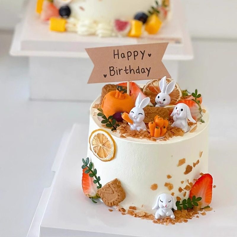 小兔子蛋糕裝飾擺件迷你兔子胡蘿