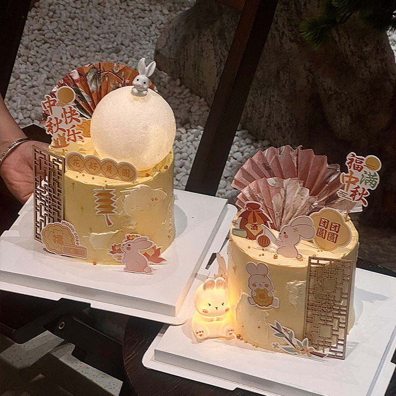 2025中秋节蛋糕装饰品仿真月亮玉