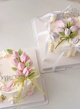 网红简约郁金香花瓣叶子模具蛋糕装饰巧克力格桑花女神妈妈烘焙