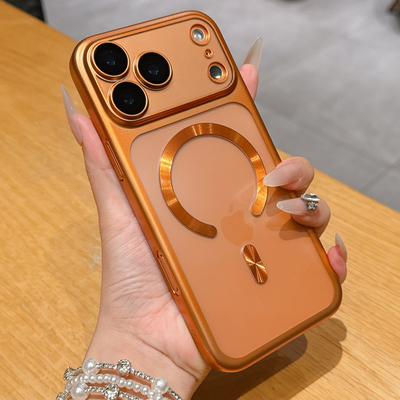 适用iphone17promax磁吸手机壳磨砂半透明苹果17pro电镀自带镜头膜16pm网红时尚简约爆款15por全包防摔保护套