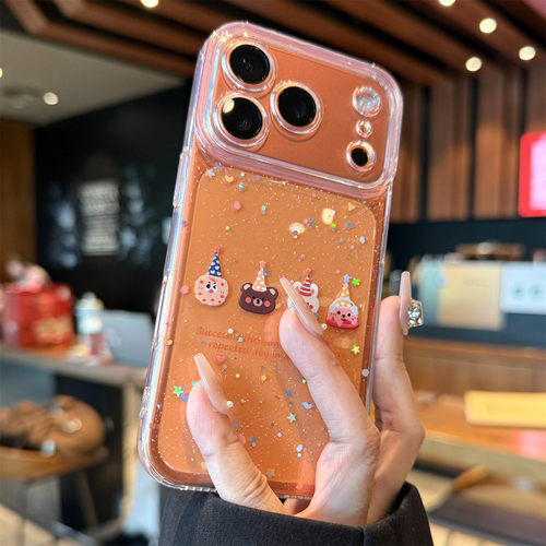 适用苹果17promax手机壳新款iphone16超薄可爱闪粉星星15pro高级感14全包防摔pm透明13pro硅胶12pm小众女款外