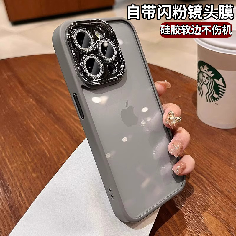 新款透明适用苹果15Promax手机壳14pro自带闪钻镜头膜iphone15硅胶散热防摔13pro保护套12情侣高级感11简约16