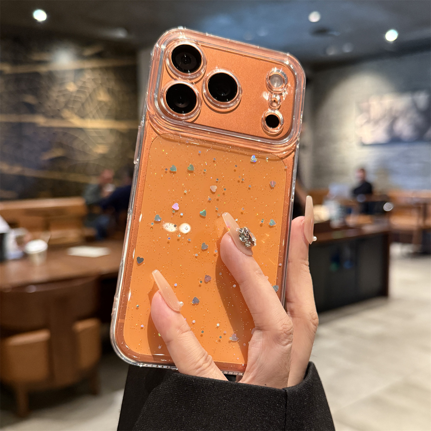 闪粉爱心适用苹果17promax手机壳新款iphone16超薄17高级感16plus全包15防摔14pm透明硅胶13小众1i2女款ins风