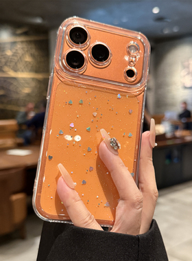 闪粉爱心适用苹果17promax手机壳新款iphone16超薄17高级感16plus全包15防摔14pm透明硅胶13小众1i2女款ins风