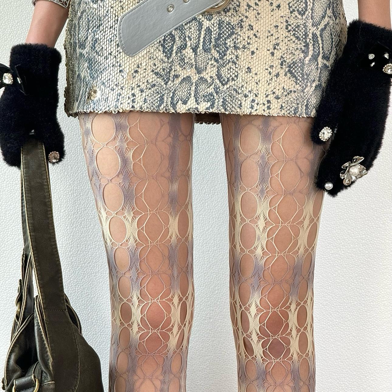 轻亚涩谷辣妹小众扎染网袜