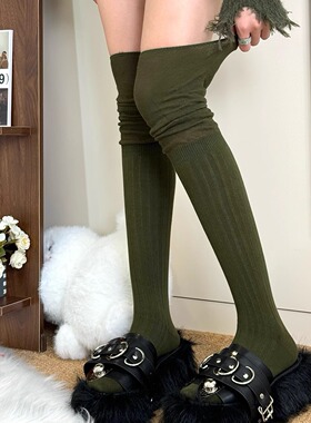 BON 25早春纯色拼接堆堆袜韩系辣妹氛围感穿搭叠穿纯欲长筒袜显瘦