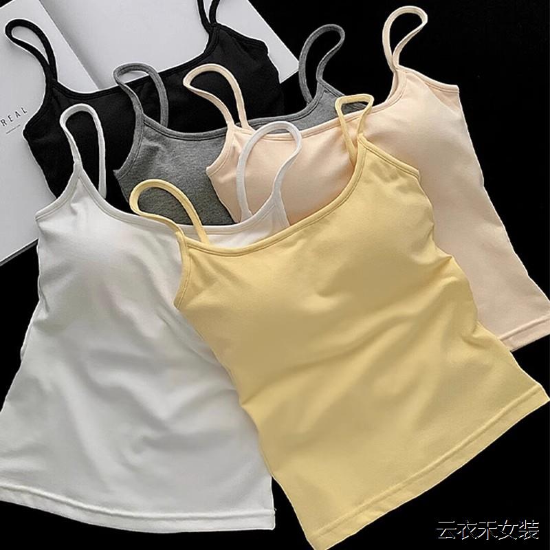灰色吊带背心女带胸垫202