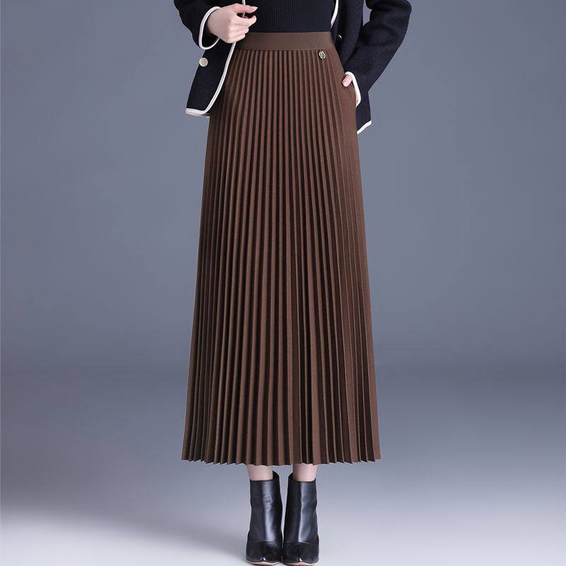 毛呢半身裙秋冬新款高腰加厚百褶裙a字高腰有口袋裙子垂感大摆裙,女装/女士精品,大码半身裙,淘宝优惠券,粉丝福利购,淘宝优惠卷