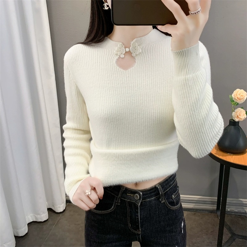 一体绒针织衫长袖内搭上衣2025