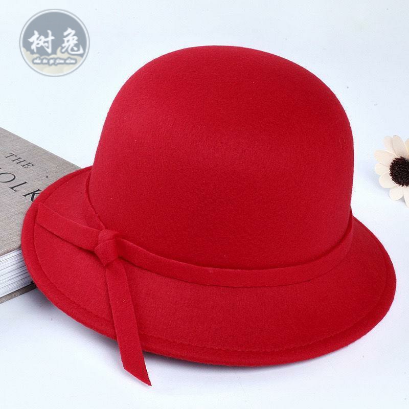 2023年秋季新款盆帽女士呢子礼帽时尚潮流洋气帽子百搭圆帽毛呢帽