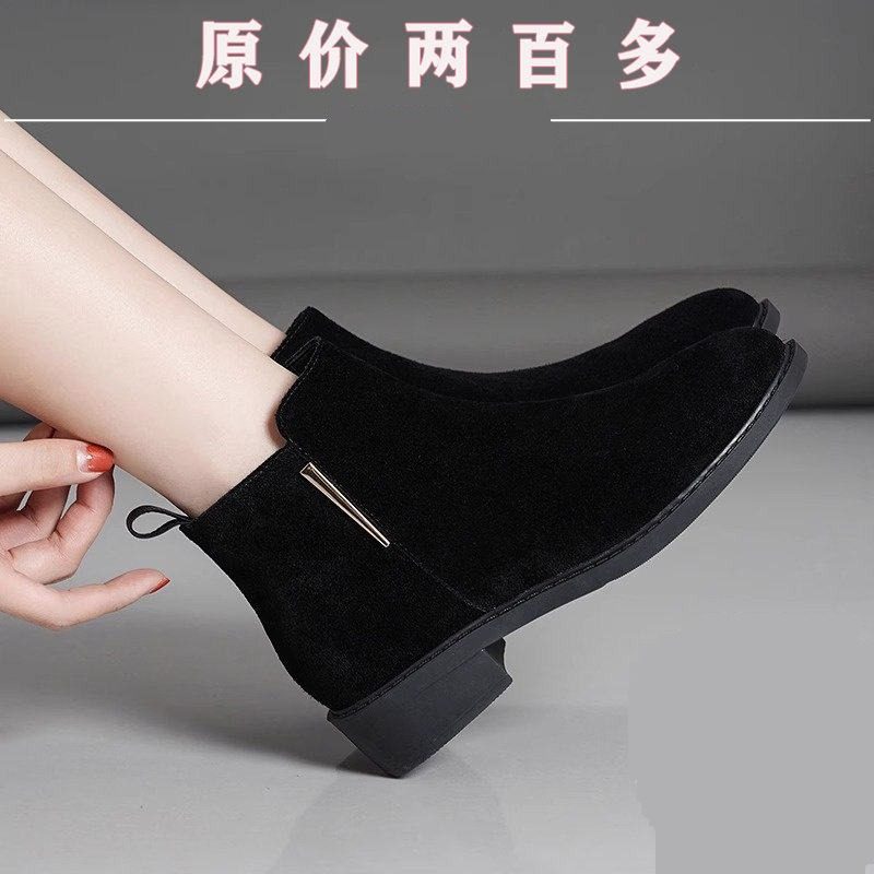 磨砂低跟马丁靴圆头粗跟2026年新款秋冬季加绒百搭短靴子女鞋勃肯,女鞋,勃肯鞋/软木鞋,淘宝优惠券,粉丝福利购,淘宝优惠卷