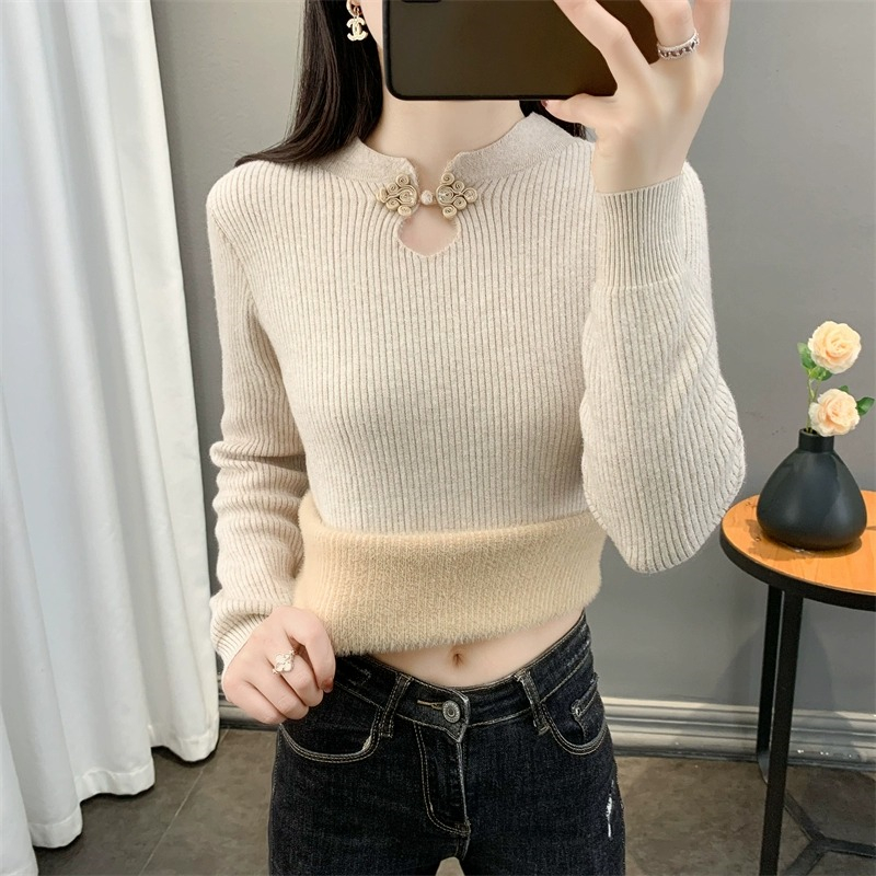 新中式盘扣加绒厚毛衣女20