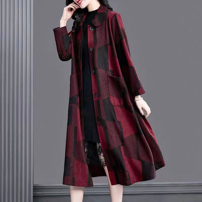 妈妈装2023新款中长款风衣大码女时尚潮流洋气宽松大衣外套