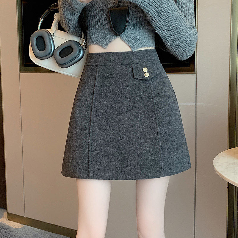 毛呢半身裙女春秋冬季2026新款高腰小个子时尚百搭a字包臀短裙子,女装/女士精品,大码半身裙,淘宝优惠券,粉丝福利购,淘宝优惠卷