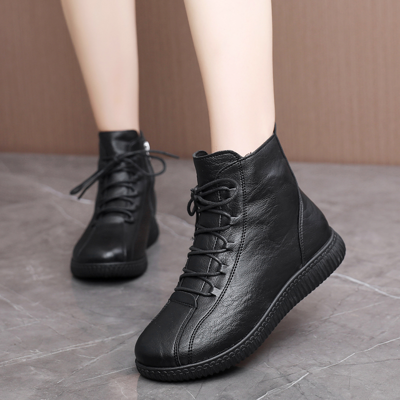 冬季妈妈棉鞋女士短靴加绒保暖