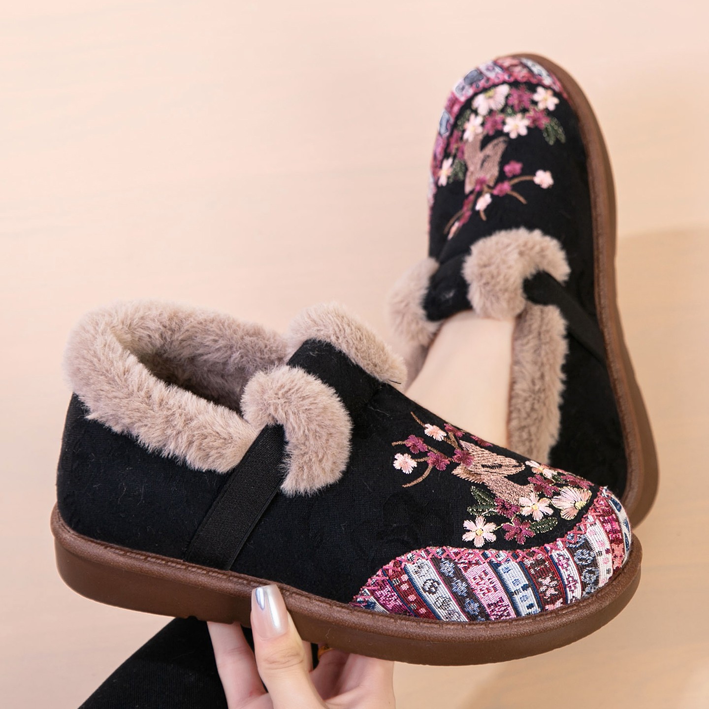 加绒加厚雪地靴老北京棉鞋女冬季