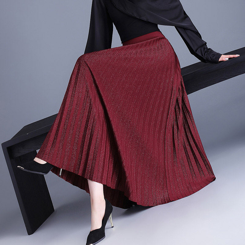 酒红色光泽感百褶裙长款2026新款时尚垂坠感半身长裙遮胯显瘦裙子,女装/女士精品,大码半身裙,淘宝优惠券,粉丝福利购,淘宝优惠卷