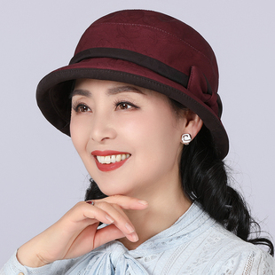 老年人奶奶盆帽印花渔夫帽春秋天帽子女妈妈薄款 软布帽秋冬遮阳帽