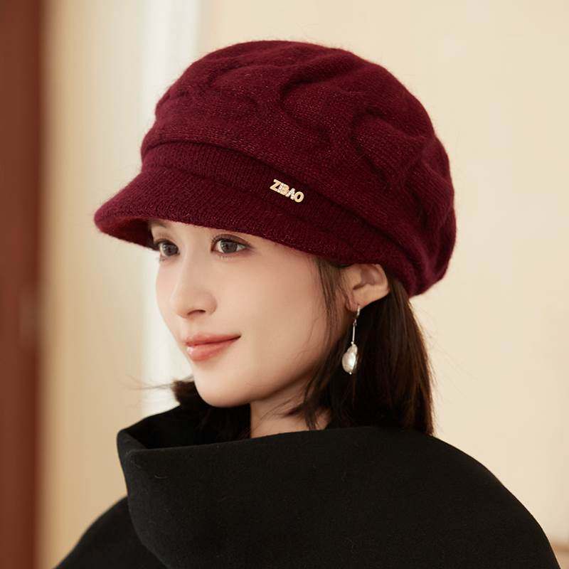 防寒贝雷帽妈妈帽冬季新款针织毛线帽毛毛时尚加厚保暖鸭舌帽子女,运动包/户外包/配件,运动帽,淘宝优惠券,粉丝福利购,淘宝优惠卷