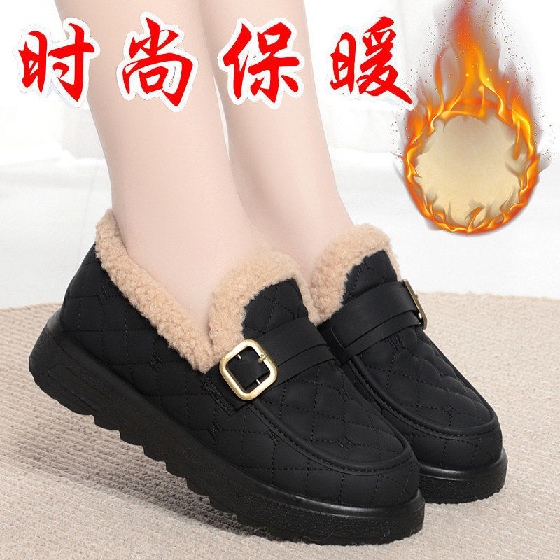 一脚蹬妈妈鞋平底毛毛棉鞋2026冬季加厚豆豆鞋老北京布鞋百搭女靴,女鞋,勃肯鞋/软木鞋,淘宝优惠券,粉丝福利购,淘宝优惠卷