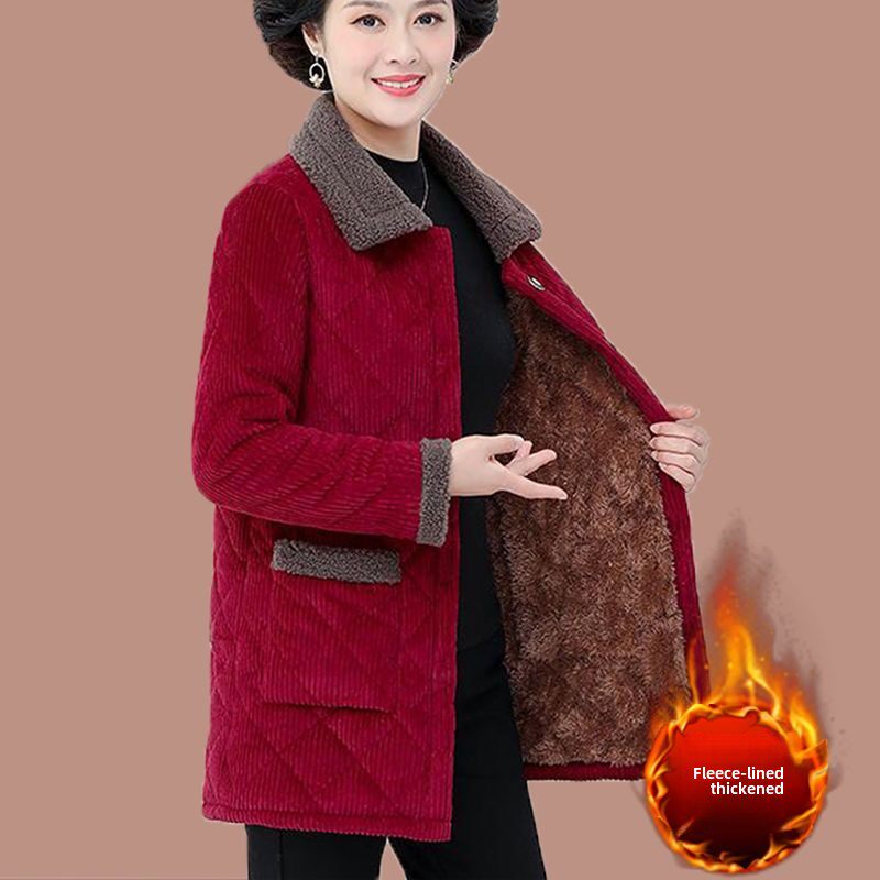 新款冬装夹绒加厚灯芯绒棉衣