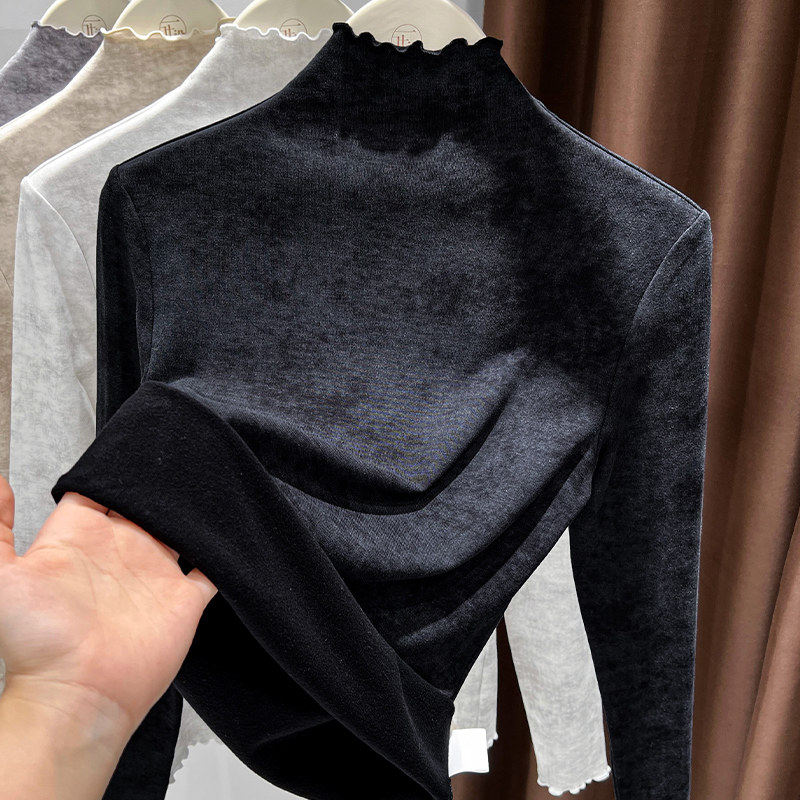 国风扎染木耳边打底衫女秋冬高级感内搭可外穿半高领加绒保暖上衣,女装/女士精品,羊绒衫,淘宝优惠券,粉丝福利购,淘宝优惠卷