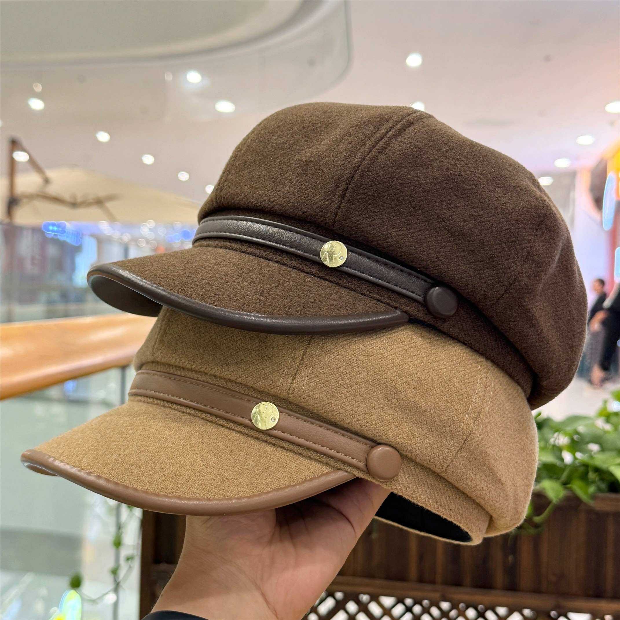 英伦风皮包边八角帽女秋冬季2026新款复古大头围报童帽子显脸小,运动包/户外包/配件,运动帽,淘宝优惠券,粉丝福利购,淘宝优惠卷