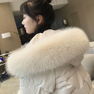 毛领单买加长貉子毛毛领子羽绒派克汉服帽条假领大衣通用女可拆卸