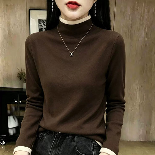 半高领长袖t恤女秋冬季撞