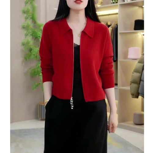 拉链短款针织开衫毛衣女2026