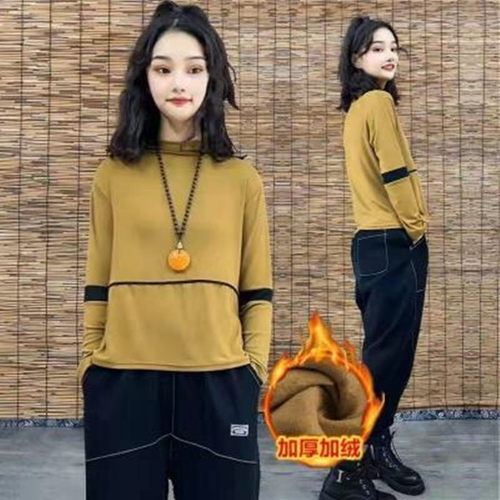 大码胖mm德绒保暖打底衫女加厚