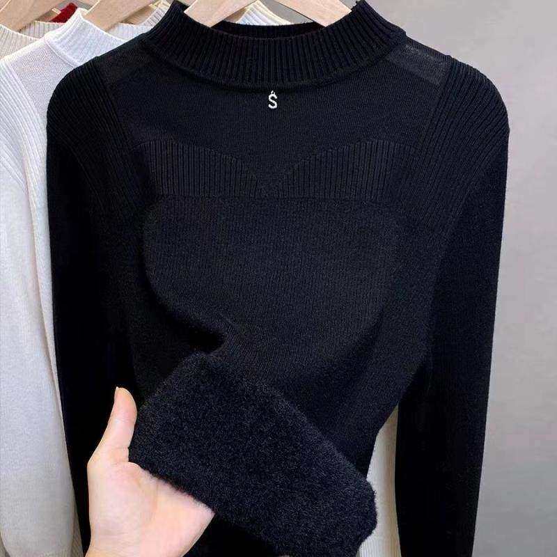 半高领毛针织衫计感网纱上衣加厚冬季内搭一体绒小众设加绒毛衣女,女装/女士精品,大码内搭,淘宝优惠券,粉丝福利购,淘宝优惠卷