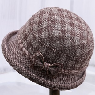 秋冬天中老年人妈妈帽子女加厚保暖毛呢盆帽奶奶布帽老太太渔夫帽