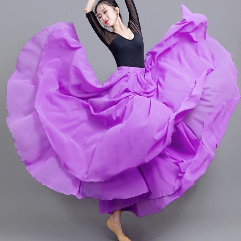 720度双层大摆裙垂感雪纺半身裙纱裙跳舞长裙广场舞a字新疆舞裙子,女装/女士精品,大码半身裙,淘宝优惠券,粉丝福利购,淘宝优惠卷