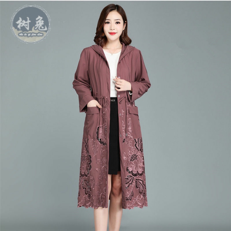 百搭镂空刺绣连帽衣洋气大码女装