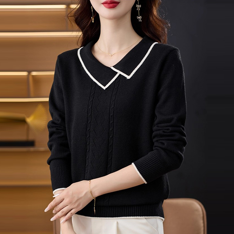 洋气减龄针织衫打底衫翻领毛衣