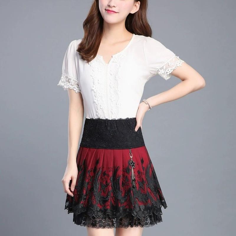 2025夏高级蕾丝打底短裙大码