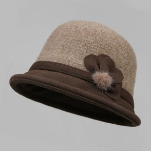 中老年人毛呢保暖奶奶帽子2025秋冬新款妈妈洋气时髦老太太帽女士